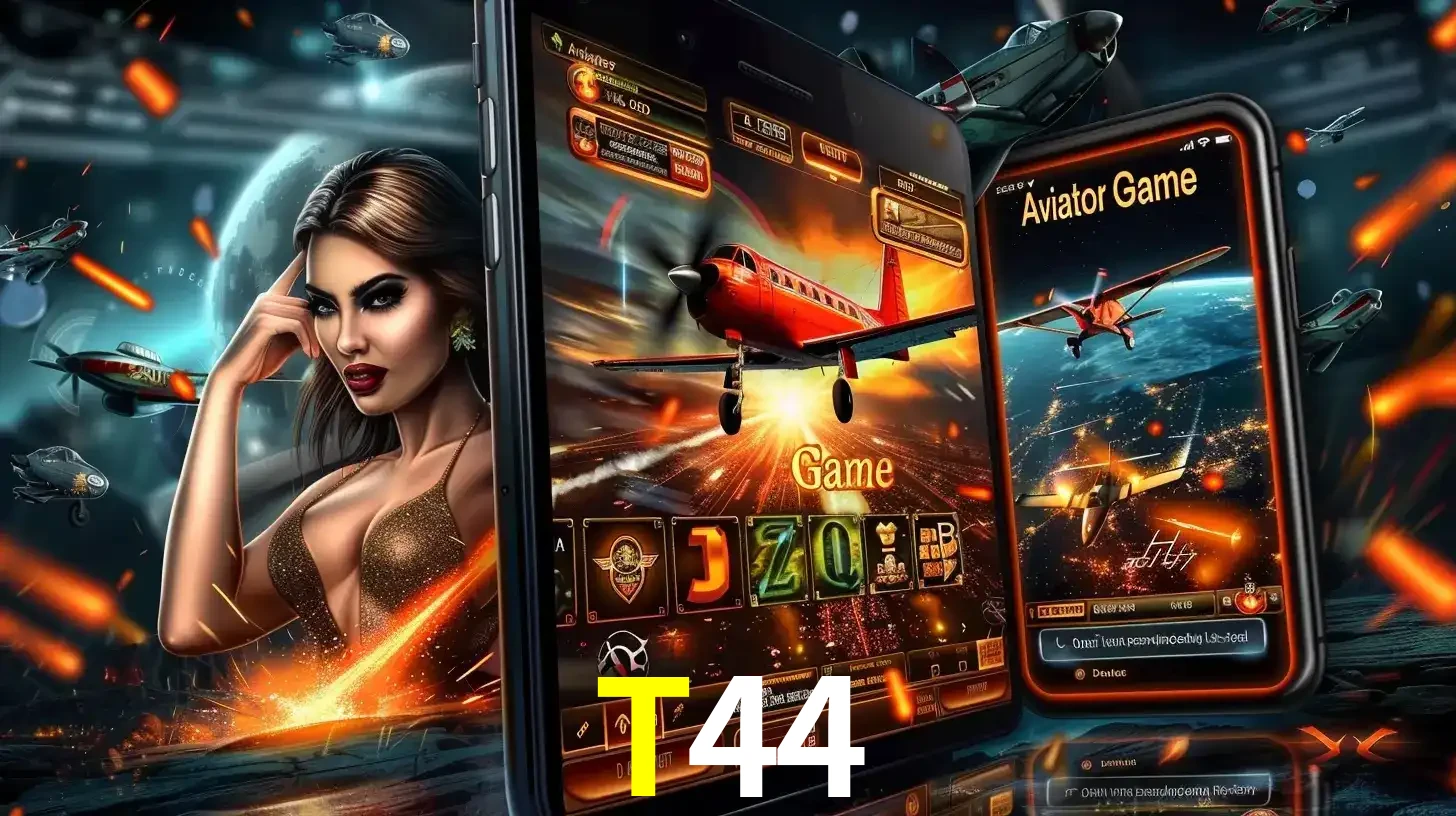 Mulher estilosa cercada por telas que exibem a jogabilidade do Aviator, capturando a intensidade e a estratégia deste popular crash game oferecido pelo T44.